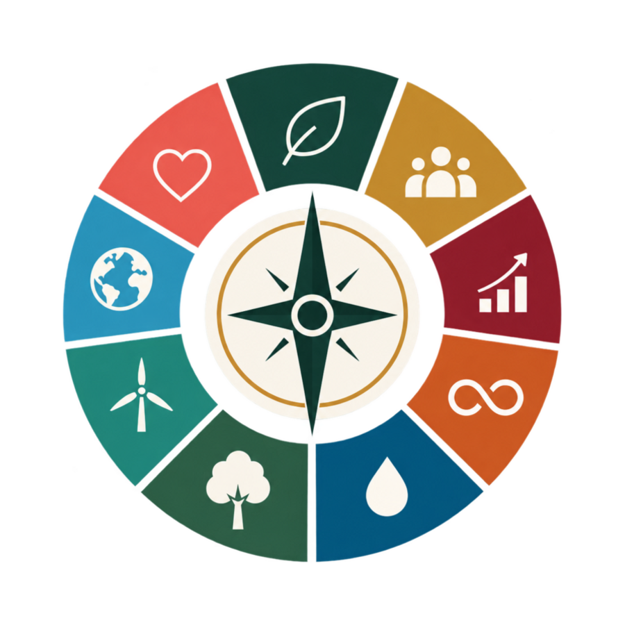Impact compass connecting people, planet and sustainable growth